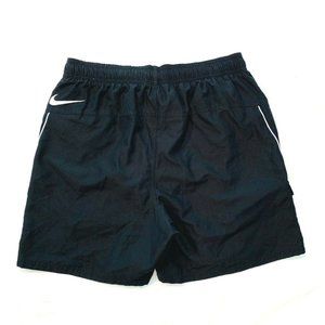 Vintage Nike Swoosh Swim Trunks Board Shorts Mesh Brief‎ Lined XL Black EUC